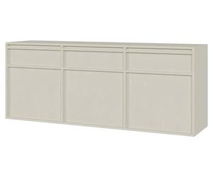 Selsey Commode Suspendue Meuble De Rangement À 3 Tiroirs 3 Portes Push to Open 154 cm Beige Evo
