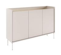 Selsey Commode Taupe et Chêne Lindberg 140 cm Design Contemporain Meuble de Chambre Scandinave Commode Bois Clair avec Finition Mate Pieds Métalliques 3 Portes avec Rangements Spacieux