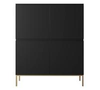 Selsey CommoIT Armoire 4 Tiroirs 100 x 122 cm sur Pieds Dorés Meuble IT Rangement pour Chambre À Coucher Noir Bemmi