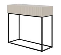 Selsey Console D'Entrée Deboute avec Tiroir À Lamelles 90 x 79 cm sur Pieds Noirs Beige Gris Veldio