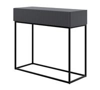 Selsey Console D'Entrée Deboute avec Tiroir À Lamelles 90 x 79 cm sur Pieds Noirs Noir Veldio