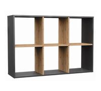 Selsey Étagère Murale Malax, 6 casiers, 75x110x30 cm, Bois laminé, chêne Artisan/Anthracite, modulable Haut/Bas, Style Moderne/Classique, Salon/Bureau, Auto-Assemblage.