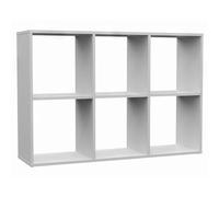 Selsey Étagère Murale Malax - 6 Casiers - 75x110x30 cm - Étagère Bois Murale Pratique Salon/Bureau - Modulable: Haut/Bas - Style Moderne/Classique - Laminé - Couleur : Blanc - Auto-Assemblage