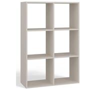 Selsey Étagère Murale Malax - 6 Casiers - 75x110x30 cm - Étagère Bois Murale Pratique Salon/Bureau - Modulable: Haut/Bas - Style Moderne/Classique - Laminé - Couleur : Cachemire - Auto-Assemblage