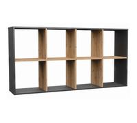 Selsey Étagère Murale Malax, 8 casiers, 75x147x30 cm, Bois laminé, Couleur : chêne Artisan/Anthracite, modulable Haut/Bas, Style Moderne/Classique, pour Salon ou Bureau, Auto-Assemblage