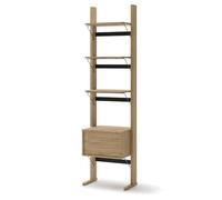 Selsey Etagère Murale Ollie 193 cm x 52 cm x 40 cm- Rangement Élégant et Fonctionnel, Chêne Huilé, 1 Tiroir Push to Open, 3 Compartiments Ouverts, Petite Étagère Murale pour Petits Espaces