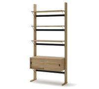 Selsey Etagère Murale Ollie 193 cm x 88 cm x 40 cm- Style Industriel et Scandinave, 3 Étageres Spacieuses et Compartiment Fermé, Couleur Chêne Huilé, Poignées Noires, Idéale pour Salon ou Bureau