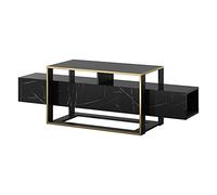 Selsey EXCELSUM - Meuble TV/Banc TV - 160 cm - marbre Noir avec étagère refermable