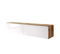 Selsey Kane Meuble TV Bas, Matériau : Bois, Blanc, mit LED