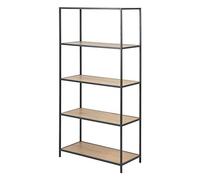 Selsey KRAPINA - Bibliothèque/Étagère de Rangement - chêne/Noir - 150 cm - 5 tablettes