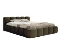 Selsey Lit 140x200 avec Rangement - Lit Double Adulte Bubble Olive Bouclé, Structure Métal Solide, Tête de Lit Basse, Confort et Élégance, Sommier à Vérins, Fabriqué en Pologne