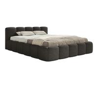 Selsey Lit Double Adulte 140x200 cm avec Cadre en Bois - Lit Rembourré Chenille Gris Graphite Élégant et Confortable, Tête de Lit Basse, Jusqu'à 250 kg, Fabriqué en Pologne