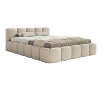 Selsey Lit Double Adulte 180x200 cm avec Cadre en Bois - Lit Rembourré Bou eige Clair Élégant et Confortable, Tête de Lit Basse, Jusqu'à 250 kg, Fabriqué en Pologne