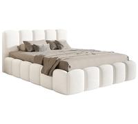 Selsey Lit Double Capitonné pour Adultes 160 x 200 cm Cadre De Lit Rembourré Sommier À Lattes en Métal avec Rangement Tissu Bou atch Me Crémeux Cloudy II