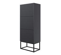 Selsey Meuble À Chaussures Entrée sur Pieds Noirs 3 Compartiments 125 x 50 cm Meuble De Rangement À Lamelles Noir Veldio