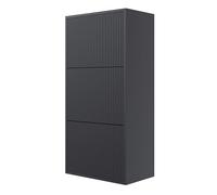 Selsey Meuble À Chaussures Entrée Suspendu 3 Compartiments 103 x 50 cm Meuble De Rangement À Lamelles Noir Veldio