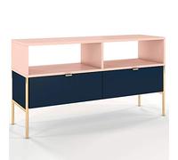 Selsey Meuble télé, Bleu foncé/Rose/Structure en métal doré, 120 x 65 x 37
