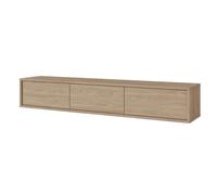 Selsey Meuble Télé Moddern 180x36x32 cm - Chêne Huilé - Posé/Suspendu - avec 3 Étagères pour Appareils Multimédias - Design Épuré pour Salon - Meuble Télévision Meuble Télé - Hauteur des Pieds 2 cm