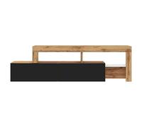 Selsey Asten - Meuble TV - 172 cm chêne wotan - façade Noir - avec LED