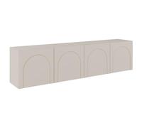 Selsey Meuble TV 200 cm Longueur Design Minimaliste avec Fines Moulures Arcs Finition Cachemire 4 Compartiments Fermés Panneau Stratifié 16 mm avec Bords ABS Ouverture Tip-on