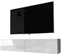 Selsey Meuble TV Armoire De Télévision 140 cm Debout Suspendu Salle De Séjour Chambre À Coucher Blanc Mat/Blanc Brillant Kane