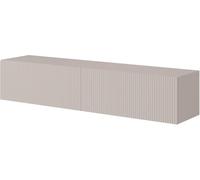 Meuble TV - VELDIO -140 cm - couleur gris-beige avec façade fraisée