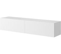 Meuble TV - VELDIO - 140 cm blanc avec façade fraisée