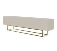 Meuble TV - VELDIO - 175 cm - taupe (gris-beige) sur pieds dorés