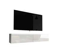 Meuble TV / Meuble de salon - KANE - 140 cm - blanc mat / blanc brillant - avec LED - style moderne blanc mat / blanc brillant