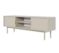 Selsey Meuble TV Debout Armoire De Télévision sur Pieds 2 Portes 2 Compartiments avec Poignées Dorés 154 x 53,5 cm Beige Gris Viviaro