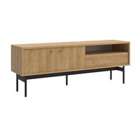 Selsey Meuble TV Debout sur Pieds Armoire De Télévision avec Tiroir Étagère Deux Portes 154 cm Noyer Naturel Olar