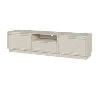 Selsey Meuble TV Evo Beige - Meuble Télévision 154 cm - Design Minimaliste - 2 Placards Fermés, 1 Tiroir, 1 Étagère Ouverte - Mat Écovenez, Système Push-to-Open - Passage de Câbles Intégré