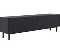 Selsey Meuble TV Noir 140 cm avec façades fraisées - Meuble TV Moderne, Meuble télé élégant et Pratique, fabriqué en Europe, pour TV Jusqu’à 65 Pouces, Style et Ordre au Salon