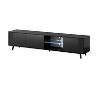 Selsey Meuble TV, Schwarz Matt/Schwarz Hochglanz, 175 x 31,3 x 40,5 cm 5903025294575