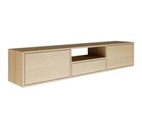 Selsey Meuble TV Suspendu 150 cm Aspect chêne Design Scandinave Minimaliste Gain de Place avec 3 Abattants et Niche pour Appareils Multimédias Bois Laminé Durable