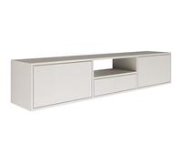 Selsey Meuble TV Suspendu 150 cm Blanc Design Scandinave Minimaliste Gain de Place avec 3 Abattants et Niche pour Appareils Multimédias Bois Laminé Durable