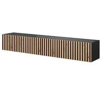 Meuble Tv - Noir avec façade en chêne artisanal - Telire - 175 x 31,6 x 30