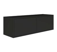 Selsey Meuble TV Suspendu Bois 100 cm Design Contemporain en Noir 2 Abattants Basculants Système Push-to-Open Finition Authentique Idéal pour Intérieur Moderne