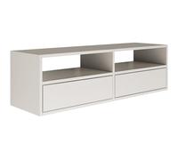 Selsey Meuble TV Suspendu Bois 100 cm Finition Blanc Design Minimaliste et Fonctionnel Idéal pour Intérieurs Modernes 2 Abattants et Niches Ouvertes