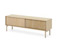 Selsey Meuble TV Tavo 153 cm 2 abattants chêne cannelé Boho | Façade cannelée sans poignées, système push-to-open, pieds bois, style boho, Selsey Design