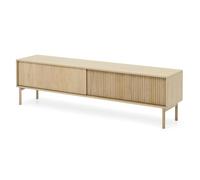 Selsey Meuble TV Tavo 187 cm 2 abattants chêne cannelé Boho | Façade cannelée sans poignées, système push-to-open, pieds bois, style boho, Selsey Design