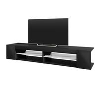 Selsey Mitchell - Meuble TV/Meuble de Salon (Noir Mat/Noir Brillant, 180 cm, avec LED)
