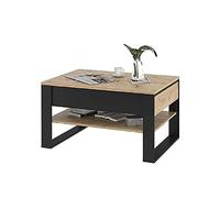 Selsey Quant - Table Basse - 100x70 cm, Noir/chêne Artisan, 2 tiroirs - Style Industriel 5903025374123