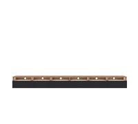 Selsey REDNAW Meuble TV Moderne avec 3 tiroirs 300 cm Chêne Wotan Noir Brillant Éclairage LED