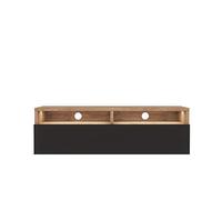 Selsey REDNAW Meuble TV Moderne pour Salon, Debout/Suspendu, 100 cm de Large (chêne Wotan Mat/Noir Brillant avec LED)