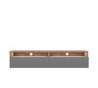 Selsey REDNAW Meuble TV Moderne pour Salon, Debout/Suspendu, 140 cm de Large (chêne Wotan Mat/Gris Brillant avec LED)