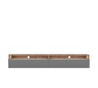 Selsey Rednaw Meuble TV Moderne pour Salon, Debout/Suspendu, 180 cm de Large, chêne Wotan Mat/Gris Brillant avec LED