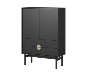 Selsey Stoon Commode de Rangement, à 2 Portes, 2 tiroirs, Hauteur : 85 cm, Noire
