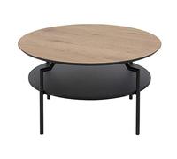 Selsey Table Basse, Bois d'ingénierie Métal, Effet chêne Clair, 80 cm