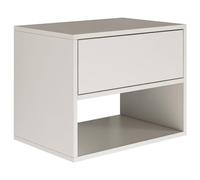 Selsey Table de Chevet à Suspendre - Blanc - 50 x 36 x 40 cm (l x P x H) - Table de Chevet avec tiroir Minimaliste - Push to Open - Scandinave - Peu encombrant - Cadre Mural